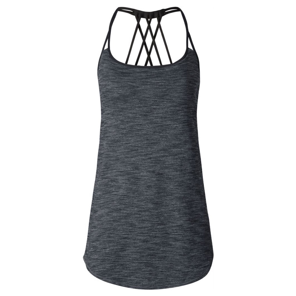 Lululemon Lighten Up Tank Heather Gray Black Strappy Back Size 10 - Picture 12 of 14